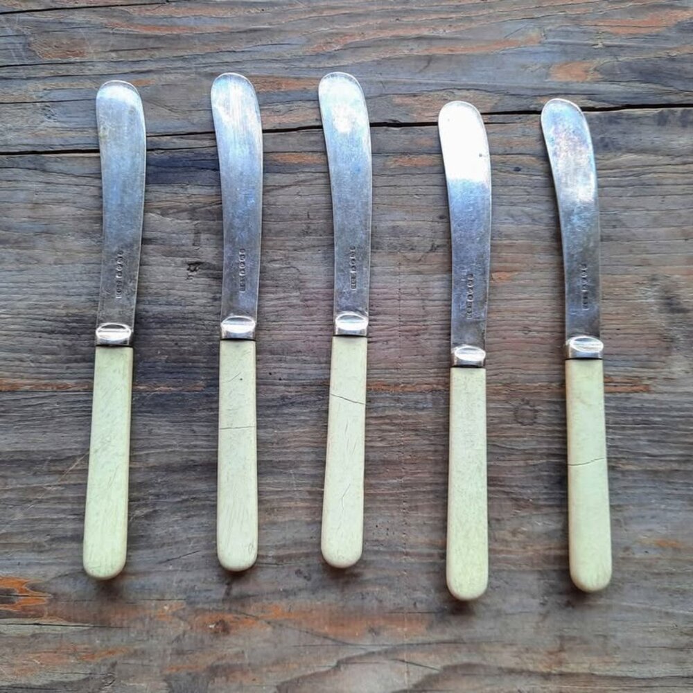 Set of 5 antique dessert/tea knives, HCD of Birmingham, early 20th century, silv